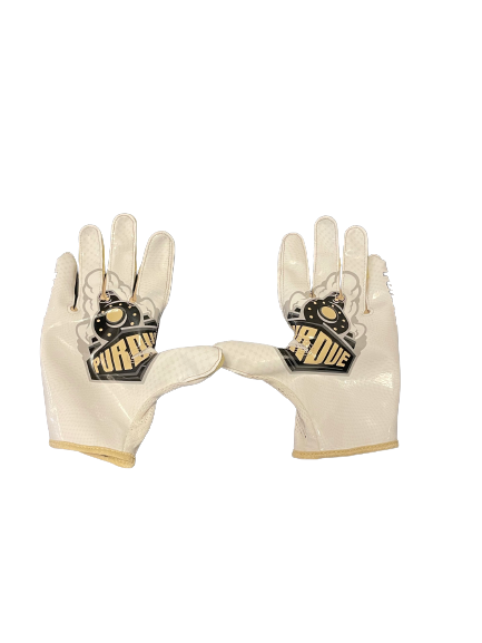 Marcellus Moore Purdue Football Team Exclusive Football Gloves (Size L)