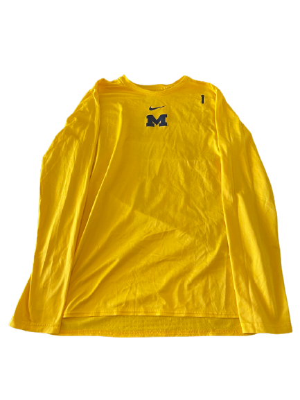 Paige Jones Michigan Volleyball Team Exclusive Worn Warm-Up Shirt with Number & "Go Blue" On Back (Size M)