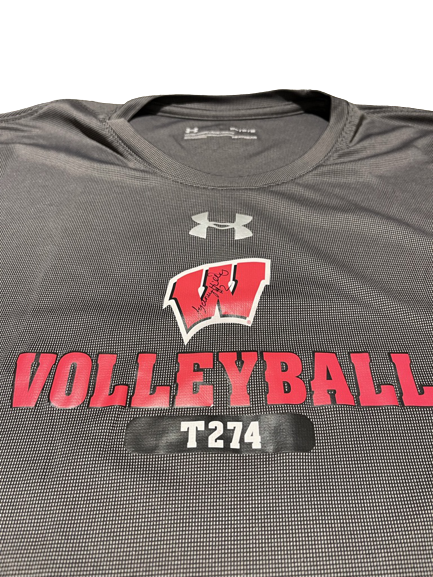 Sydney Hilley Wisconsin Volleyball SIGNED Practice Shirt with Number on Back (Size M)