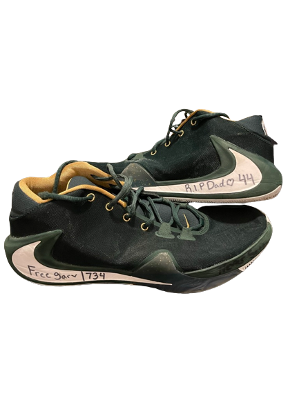 Gabe Brown Michigan State Basketball Player Exclusive SIGNED & INSCRIBED GAME WORN Shoes (Size 14)