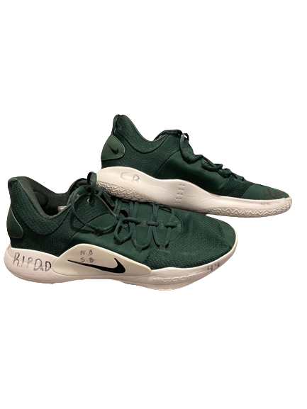 Gabe Brown Michigan State Basketball SIGNED GAME WORN Shoes (Size 14) - Photo Matched
