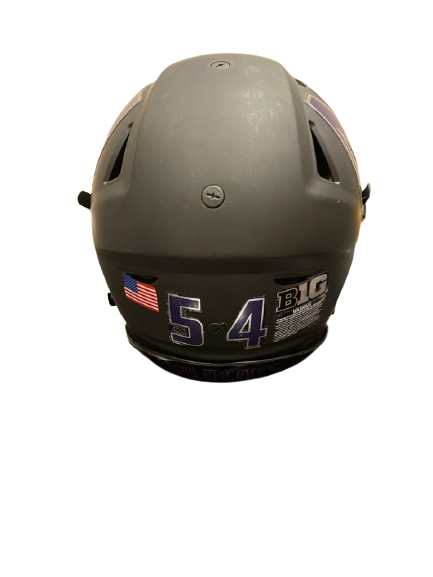 Jeremy Meiser Northwestern Football Game Worn Matte Black Helmet