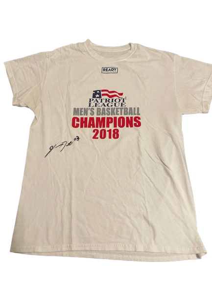 Jimmy Sotos Bucknell Basketball SIGNED 2018 Patriot League Champions Shirt (Size M)