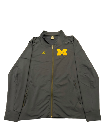 Hassan Haskins Michigan Football Team Issued Jordan Full-Zip Jacket with Player Tag (Size XL)
