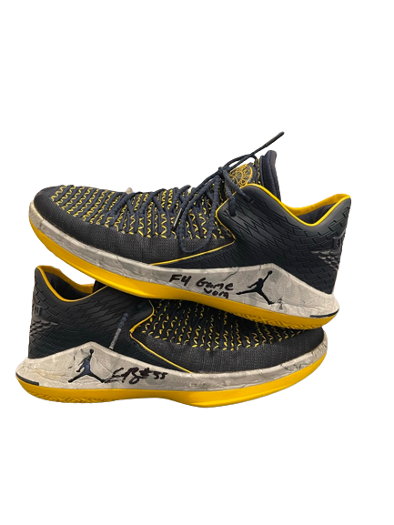 Eli Brooks Michigan Basketball SIGNED 2017-2018 FINAL FOUR GAME WORN Player Exclusive Shoes (Size 11) - Photo Matched