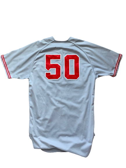 L Grant Davis Ohio State Baseball Game Worn Jersey (Size 46)