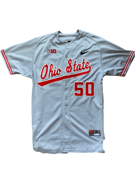 L Grant Davis Ohio State Baseball Game Worn Jersey (Size 46)