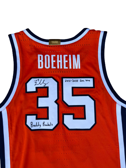 Buddy Boeheim Syracuse Basketball 2021-2022 SIGNED & INSCRIBED GAME WORN Uniform Set (Jersey & Shorts) - Photo Matched