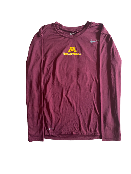 Alexis Hart Minnesota Volleyball Team Issued Long Sleeve Workout Shirt (Size M)