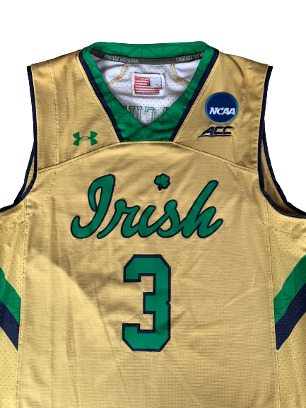 V.J. Beachem Notre Dame Basketball Game-Worn Jersey (Size L)