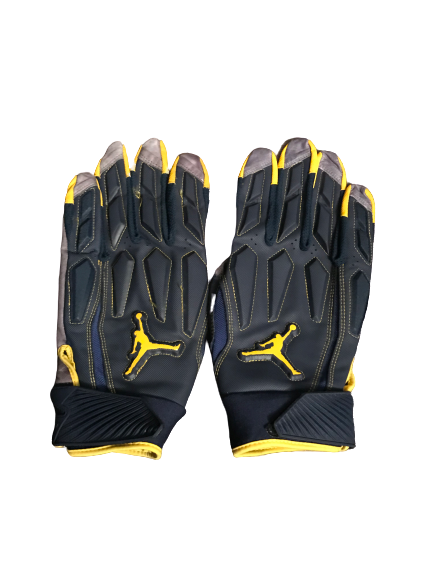 Nolan Ulizio Michigan Game Worn Team Exclusive Jordan Football Gloves (Size XXXL)