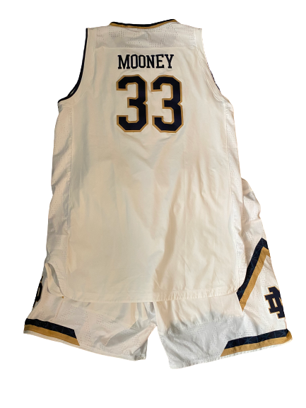 John Mooney Notre Dame Basketball Game Worn White Uniform Set - Photo Matched