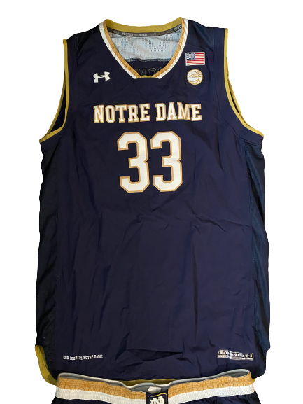 John Mooney Notre Dame Basketball Game Worn Blue Uniform Set (Photo Matched)