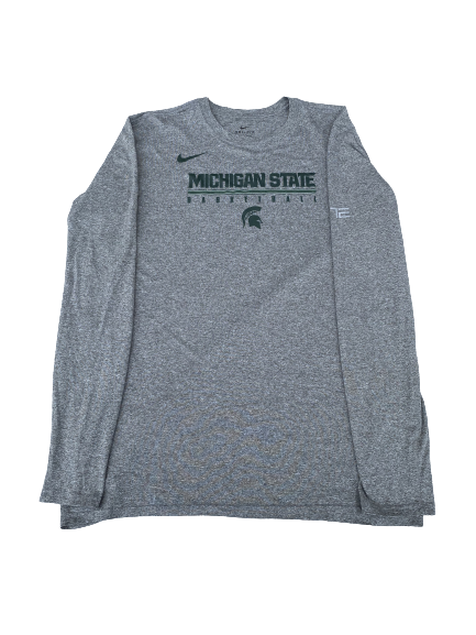 Thomas Kithier Michigan State Basketball Team Issued Long Sleeve Workout Shirt (Size XLT)