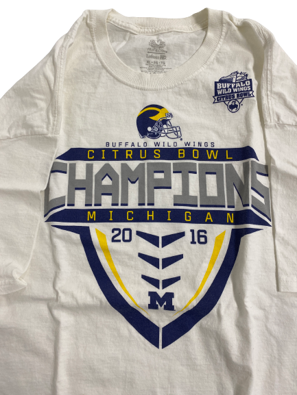 Grant Perry Michigan Football Team-Issued Citrus Bowl Champions T-Shirt (Size XL)