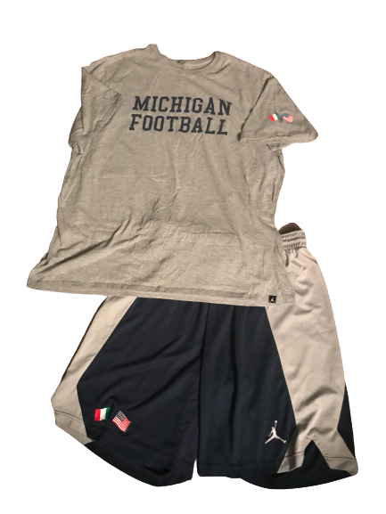 Nolan Ulizio Michigan Football Jordan Team Exclusive 2017 Italy Trip Shirt & Shorts