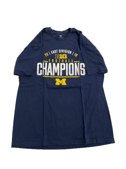 Grant Perry Michigan Football 2018 B1G 10 East Division Champions Team-Issued T-Shirt (Size XL)