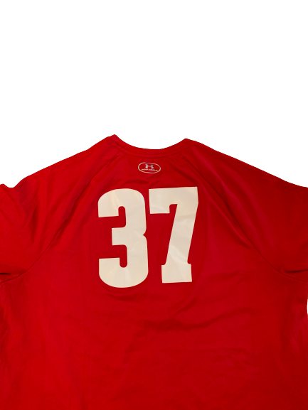 Garrett Groshek Wisconsin Football Workout T-Shirt With Number (Size XL)