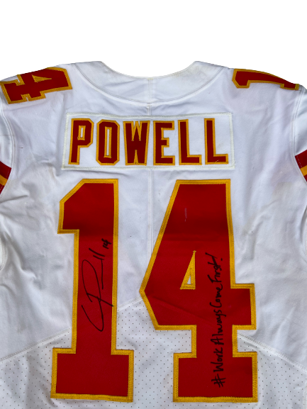Cornell Powell Kansas City Chiefs SIGNED & INSCRIBED Game Worn Jersey (8/20/21 vs. Cardinals) (Size 38)
