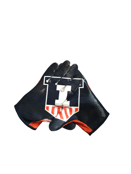 Nolan Bernat Illinois Team Exclusive Football Gloves (Size XL)