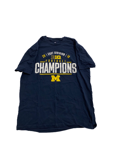 Tru Wilson Michigan Football 2018 East Division B1G 10 Champions T-Shirt (Size L)