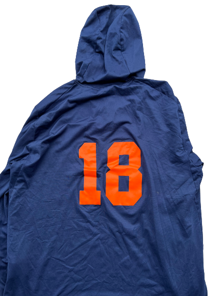 Brandon Peters Illinois Football Team Exclusive Pre-Game Warm-Up Performance Hoodie with Number (Size XL)
