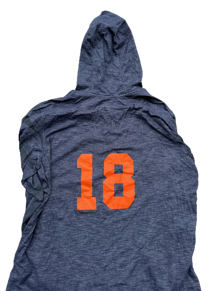 Brandon Peters Illinois Football Team Exclusive Pre-Game Warm-Up Performance Hoodie with Number (Size XL)