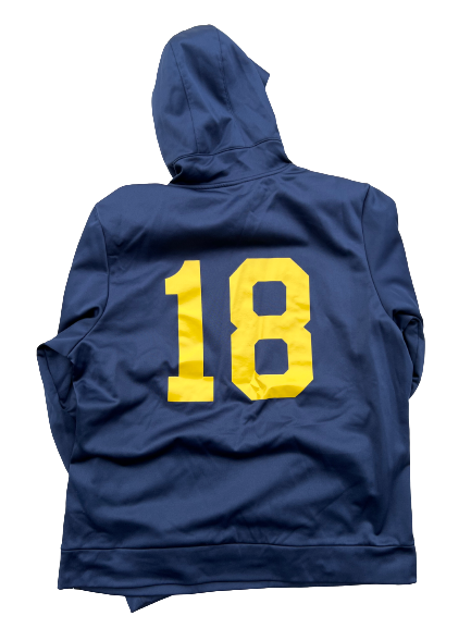 Brandon Peters Michigan Football Team Exclusive Jordan Pre-Game Warm-Up Sweatshirt with Number (Size XL)