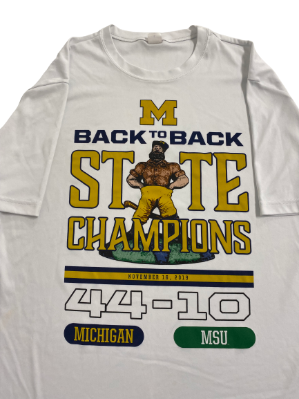 Tru Wilson Michigan Football "Paul Bunyan Back to Back State Champions" Player-Exclusive T-Shirt (Size L)
