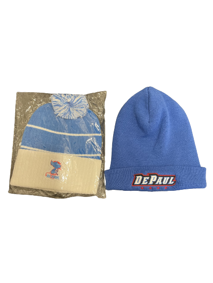 Shaheed Medlock DePaul Basketball Team Issued Set of (2) Beanie Hats