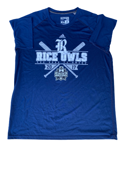 Dane Myers Rice Baseball Adidas 2017 College World Series T-Shirt (Size XL)