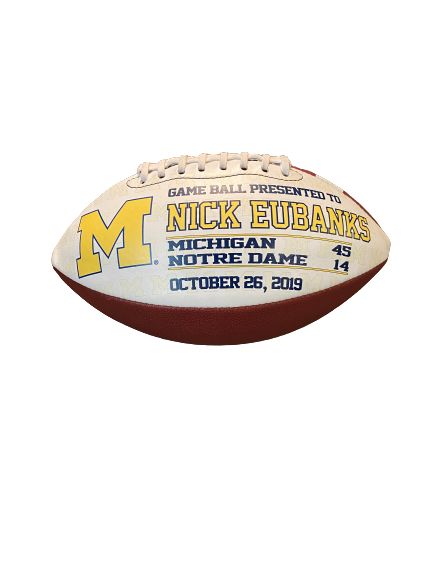 Nick Eubanks Michigan Football Game Ball (10/26/19) vs. Notre Dame