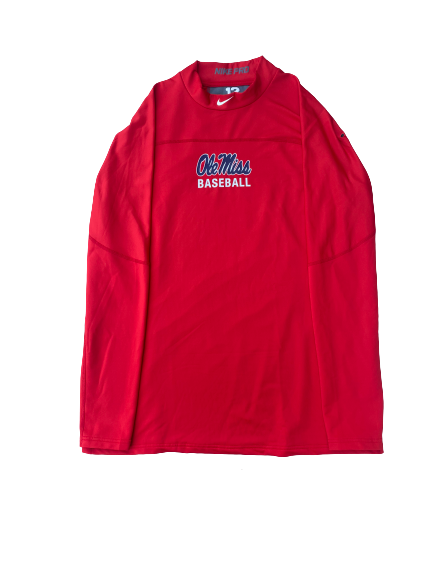 Greer Holston Ole Miss Baseball Team Issued Nike Pro Long Sleeve Workout Shirt (Size XL)