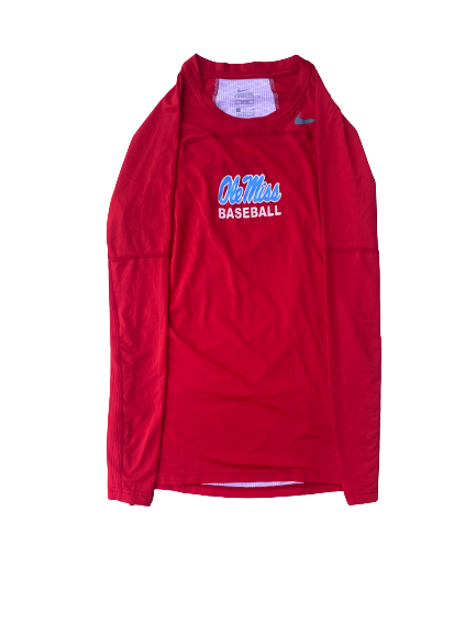 Greer Holston Ole Miss Baseball Team Issued Long Sleeve Workout Shirt (Size S)