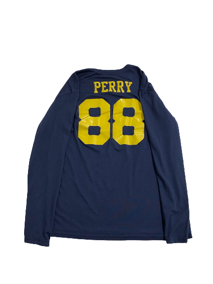 Grant Perry Michigan Football Player-Exclusive Long Sleeve Shirt With Name and 