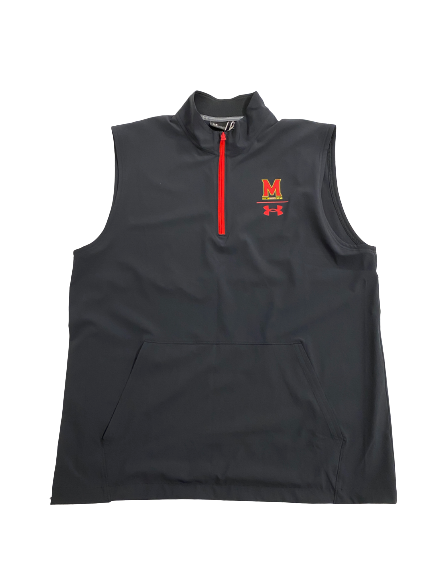 Derek Kief Maryland Football Team-Issued Sleeveless Quarter-Zip Pullover (Size XL)