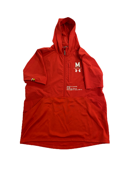 Derek Kief Maryland Football Team-Exclusive Short Sleeve Half-Zip Hooded Jacket (Size L)