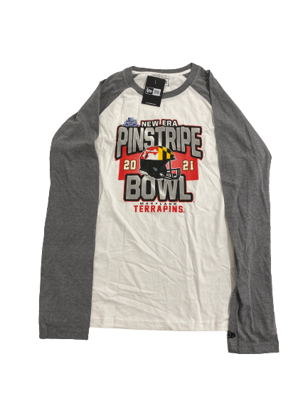 Derek Kief Maryland Football Team-Issued Pinstripe Bowl Long Sleeve Shirt (Size XL)