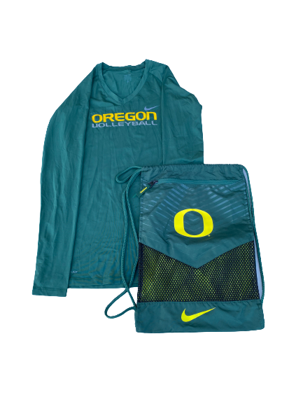 Taylor Agost Oregon Volleyball Long Sleeve Shirt & Drawstring Bag (Size MT)