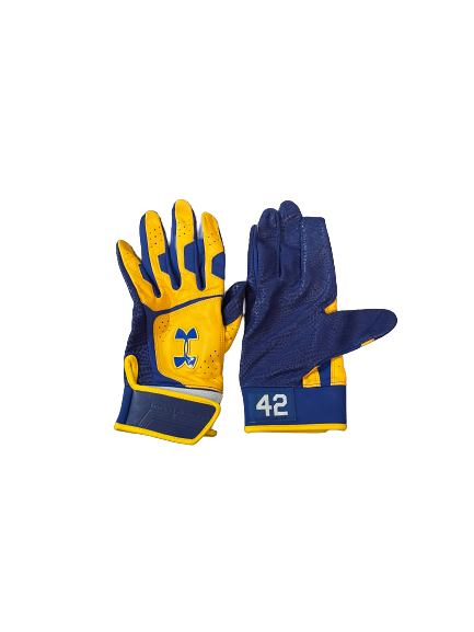 Holden Powell UCLA Baseball Team Exclusive "42" Batting Gloves (Size L)