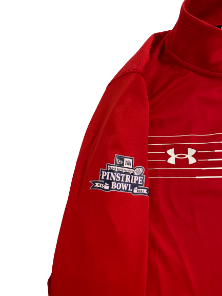 Derek Kief Maryland Football Team-Issued Pinstripe Bowl Quarter-Zip Jacket (Size L)