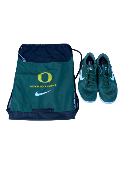 Taylor Agost Oregon Volleyball SIGNED Shoes & Drawstring Bag