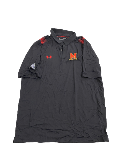 Derek Kief Maryland Football Team-Issued Pinstripe Bowl Polo Shirt (Size XL)