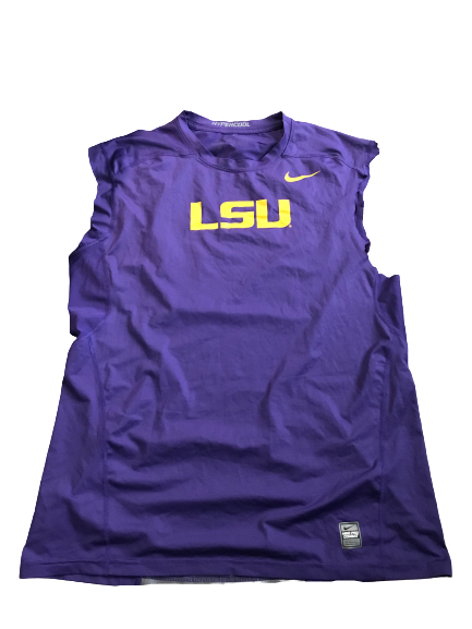 Thaddeus Moss LSU Team Issued Cut-Off Sleeveless Shirt with Number on Back (Size XL)