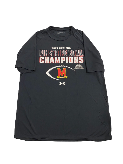 Derek Kief Maryland Football Team-Issued Pinstripe Bowl T-Shirt (Size XL)