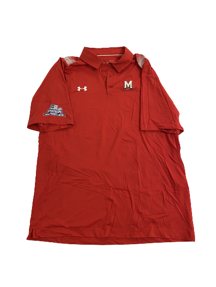 Derek Kief Maryland Football Team-Issued Pinstripe Bowl Polo Shirt (Size L)