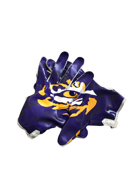 Thaddeus Moss LSU Team Exclusive Football Gloves (Size XXXL)