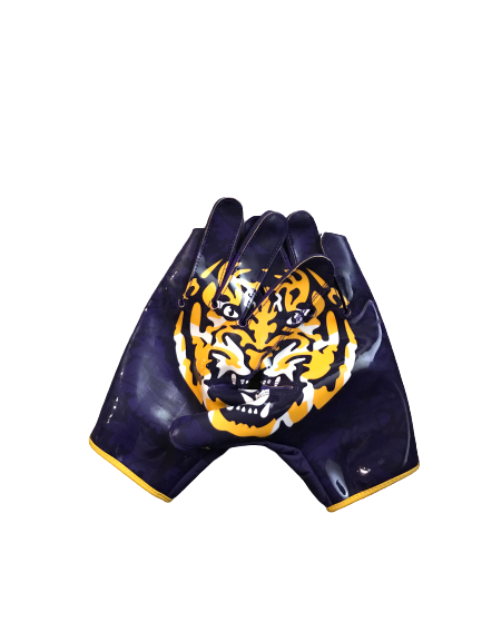 Thaddeus Moss LSU Team Exclusive Football Gloves (Size XXL)