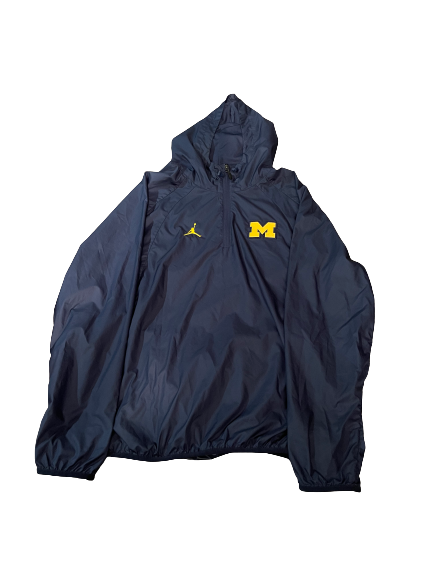 Mike McCray Michigan Football Team Issued Quarter-Zip Rain Jacket (Size XL)