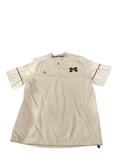 Mike McCray Michigan Football Team Issued Short Sleeve Quarter-Zip Pullover (Size XL)